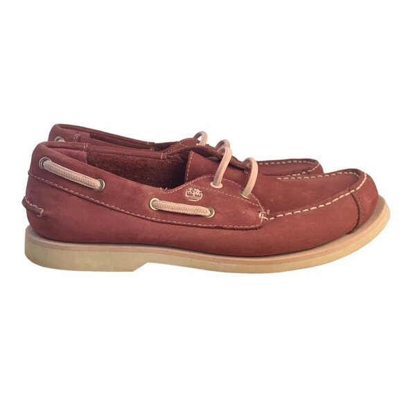 Timberland Leather Boat Shoes Womens Size 5.5 Pink Classic Deck - Picture 4 of 8